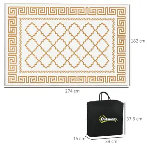 Outsunny Reversible Waterproof Outdoor Rug W/ Carry Bag, 182 x 274cm, Brown