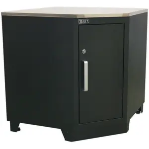 Heavy Duty Modular Corner Floor Cabinet with Adjustable Shelf and Locking Mechanism