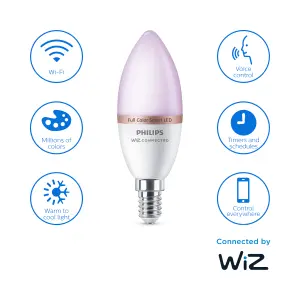 Philips WiZ SES 40W LED Cool white, RGB & warm white Candle Dimmable Light bulb