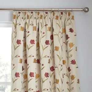 Juliette Floral Jacquard Fully Lined Pair of Pencil Pleat Curtains