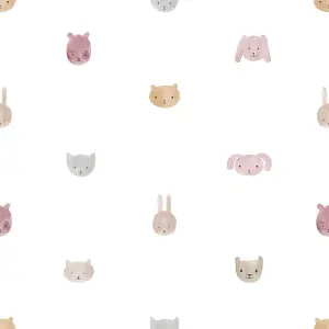 Galerie Little Explorers 2 Pink Happy Heads Wallpaper Roll