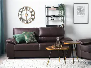 3 Seater Faux Leather Sofa Brown VOGAR