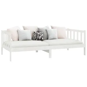 vidaXL Day Bed White Solid Pinewood 90x200 cm