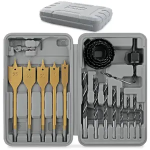 Hi-Spec 18pc Wood Hole Saws, Brad Points & Spade Drill Bit Set for Drill Drivers in a Compact Tool Kit Case