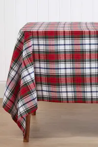 Homescapes Red Macduff Tartan Christmas Tablecloth 137 x 178 cm