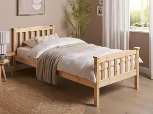 Wooden EU Single Size Bed Light Wood GIVERNY