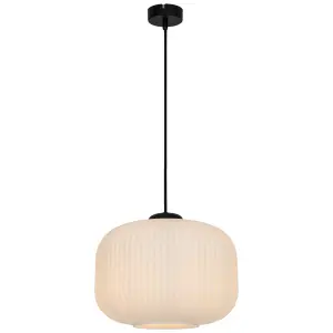 GoodHome Walgis White Chrome effect Pendant ceiling light, (Dia)300mm