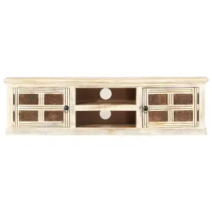 Berkfield TV Cabinet White 130x30x36 cm Solid Mango Wood