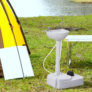 Outsunny Portable Camping Sink with Towel Holder & Soap Dispenser Hand Wash