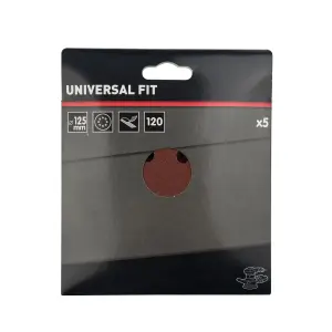 Universal Fit 120 grit Sanding disc (Dia)125mm, Pack of 5