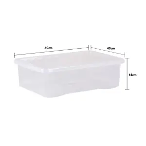 Wham Crystal 5x 32L Plastic Storage Boxes with Lids. Medium Size Size, Strong. Made in the UK Clear