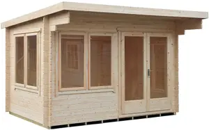 Shire Danbury 12x8 ft Toughened glass & 4 windows Pent Wooden Cabin