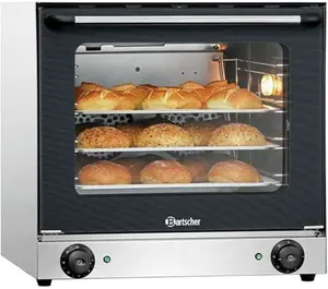 Bartscher 57 Ltr Commercial Convection Oven | Adjustable 50°C - 300°C Temp. Range | Enamelled Cooking Chamber With Interior Light And 4 Baking Trays S