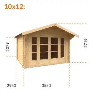 10ft x 12ft (2950mm x 3550mm) Horsforth "The Connecticut" 44mm Log Cabin With 2 Windows