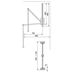 Unoss 115cm Wide Wardrobe Rail Black / 115cm