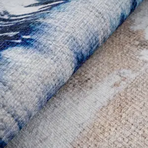 Washable Regular Blue Grey Abstract Living Area Rug 160cm x 230cm