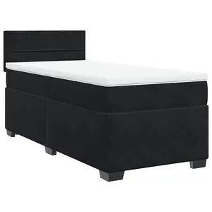 Berkfield Box Spring Bed with Mattress Black 90x190 cm Velvet