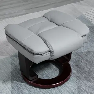 HOMCOM Swivel Manual Recliner and Footrest Set PU Leather Lounge Chair Grey