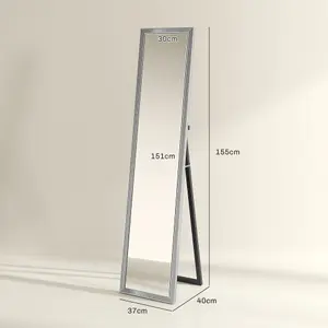 HOMCOM Floor Mirror Wall Mounted Leaning Standing Mirror 37 x 157cm Silver