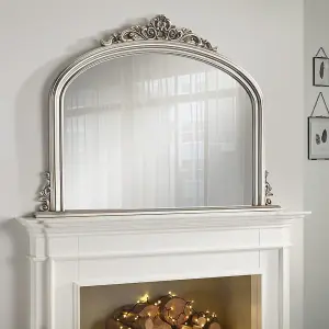 Overmantle Mirror Richmond  Arched Shape with Antique Champagne Frame- H 91cm x W 122cmx D 5cm for Hanging it over Fireplace