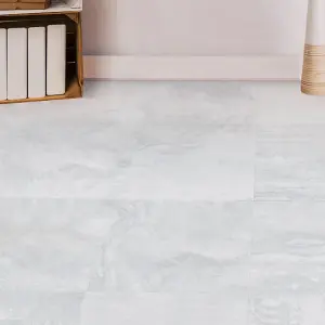 Set of 24 Square 3D Marble Effect Self Adhesive PVC Floor Tiles Waterproof Covering 5m²