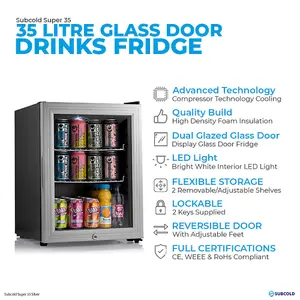 Subcold Super 35 LED Drinks Fridge - Silver