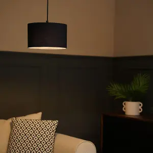 ValueLights Reni Navy Blue Fabric Small Ceiling Pendant Lamp Shade