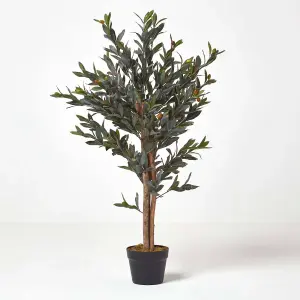 Homescapes Green Olive Tree Artificial Plant with Pot, 90 cm