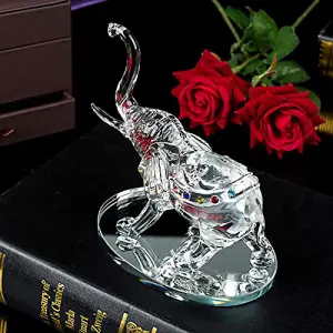 London Boutique Decorative Crystal Glass Animal Elephant Ornament Figurines Giftware Present Mother Child (Single)