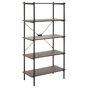 Interiors By Premier Storage Five Tier Dark Oak Shelf Unit, Versatile And Adaptable Shelving Unit, Durable tall Cupboards