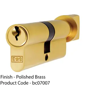 80mm EURO Cylinder Lock & Thumb Turn 5 Pin Polished Brass Fire Rated Door Barrel