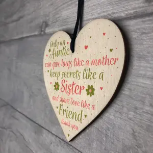 Red Ocean Special Auntie Sister Gift Handmade Wooden Heart Birthday Plaque Friendship Gift Best Friend Sign