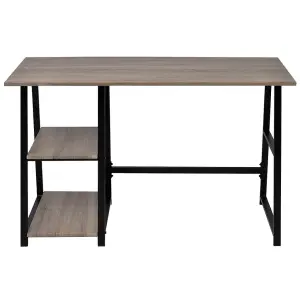 Berkfield Desk with 2 Shelves Grey and Oak