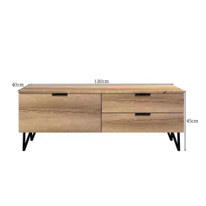 FWStyle 3 Drawer TV Unit Cracked Oak Fast Click Assembly