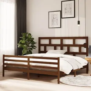 Berkfield Bed Frame Honey Brown Solid Wood Pine 200x200 cm