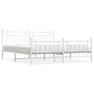 Berkfield Metal Bed Frame with Headboard and Footboard White 193x203 cm