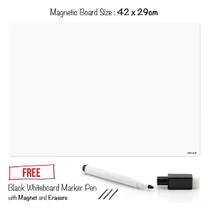 A3 Blank Dry Wipe Magnetic Whiteboard Fridge Board Magnet Signage Sheet With Marker Pen