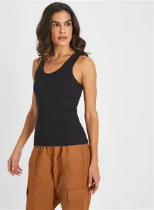 Black Classic Ribbed Vest Top - Tu Clothing By Sainsburys