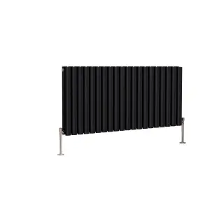 Right Radiators 600x1180mm Horizontal Double Oval Column Designer Radiator Black