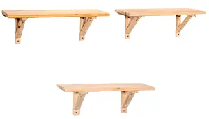 Pack of 3 Decorative Pine Shelves - 1 x 435mm and 2 x 585mm (Shelf Kit)