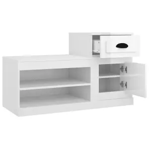 Berkfield Shoe Cabinet High Gloss White 100x42x60 cm Engineered Wood