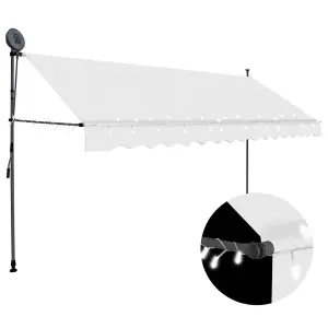 Berkfield Manual Retractable Awning with LED 350 cm Cream