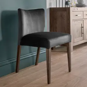 Caserta Upholstered Dining Chair (Set of 2) Gun Metal / Dark Oak