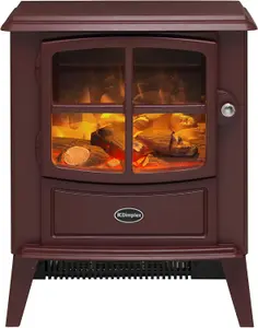 Dimplex Brayford Burgundy Optiflame Electric Stove, Burgundy Red Free Standing Wood Burner Style Electric Stove with Artificial Lo