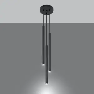 Pastelo Steel Black 3P Light Classic Pendant Ceiling Light