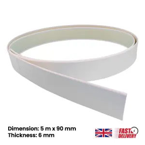 UPVC White Plastic Trim Architrave Skirting Board Flat Edging Window Sills Doors (W) 90mm (L) 5M