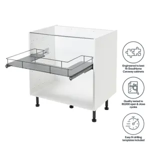 GoodHome Pebre Grey Under sink shelf 80cm Pull-out storage