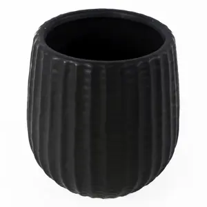 16cm Tall Black Ceramic Planter