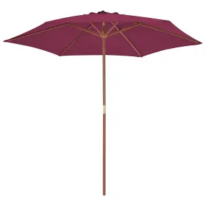 Berkfield Outdoor Parasol with Wooden Pole 270 cm Bordeaux Red