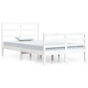 Berkfield Bed Frame White Solid Wood Pine 120x200 cm